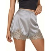 image:imageCicy Bell Womens Satin Silk Lace Shorts Y2K Micro Mini Shorts Low Rise Coquette Lounge Half Slip French Knickers Pj BottomsLight Grey