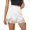 image:imageCicy Bell Womens Satin Silk Lace Shorts Y2K Micro Mini Shorts Low Rise Coquette Lounge Half Slip French Knickers Pj BottomsWhite