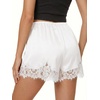 image:imageCicy Bell Womens Satin Silk Lace Shorts Y2K Micro Mini Shorts Low Rise Coquette Lounge Half Slip French Knickers Pj BottomsWhite