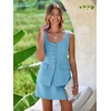 image:imageCicy Bell Womens Summer 2 Piece Outfits Sleeveless Scoop Neck Fitted Blazer Vest Matching Set Mini Skirt Short Suit Work Sets US Alpha Small Regular Regular Sky Blue
