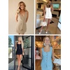 image:imageCicy Bell Womens Summer 2 Piece Outfits Sleeveless Scoop Neck Fitted Blazer Vest Matching Set Mini Skirt Short Suit Work Sets US Alpha Small Regular Regular Sky Blue