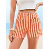image:imageCicy Bell Womens Summer Striped Jean Shorts Casual High Waisted Wide Leg Denim Shorts Beach Vacation JortsPinkorange
