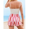 image:imageCicy Bell Womens Summer Striped Jean Shorts Casual High Waisted Wide Leg Denim Shorts Beach Vacation JortsStyle Cpink