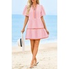 image:imageCicy Bell Womens V Neck Floral Mini Dress Short Puff Sleeve Patchwork Summer Casual Boho DressesCute Pink