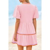 image:imageCicy Bell Womens V Neck Floral Mini Dress Short Puff Sleeve Patchwork Summer Casual Boho DressesCute Pink