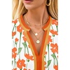 image:imageCicy Bell Womens V Neck Floral Mini Dress Short Puff Sleeve Patchwork Summer Casual Boho DressesOrange