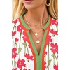 image:imageCicy Bell Womens V Neck Floral Mini Dress Short Puff Sleeve Patchwork Summer Casual Boho DressesRed