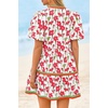 image:imageCicy Bell Womens V Neck Floral Mini Dress Short Puff Sleeve Patchwork Summer Casual Boho DressesRed