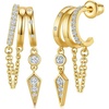 image:imageCicy Bell Dangle Earrings For Women 18k Gold Plated Triple Huggie Cute Statement Chain Dainty Drop Earrings Trendy JewelryStyle CGold