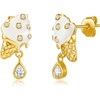 image:imageCicy Bell Earrings for Women 18K Gold Plated Hypoallergenic Flat Back Stud Earrings Cute IceCream Drip Oil Rhinestone Earring Summer Beachy Trendy Jewelry GiftsGold