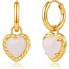 image:imageCicy Bell Earrings for Women 18K Gold Plated Hypoallergenic Heart Hoop Earrings Energy Stone Elegant Lucky Huggie Earring Trendy Teacher Jewelry GiftsGoldPink