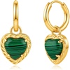 image:imageCicy Bell Earrings for Women 18K Gold Plated Hypoallergenic Heart Hoop Earrings Energy Stone Elegant Lucky Huggie Earring Trendy Teacher Jewelry GiftsGoldGreen