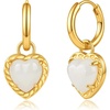 image:imageCicy Bell Earrings for Women 18K Gold Plated Hypoallergenic Heart Hoop Earrings Energy Stone Elegant Lucky Huggie Earring Trendy Teacher Jewelry GiftsGoldWhite