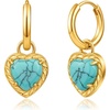 image:imageCicy Bell Earrings for Women 18K Gold Plated Hypoallergenic Heart Hoop Earrings Energy Stone Elegant Lucky Huggie Earring Trendy Teacher Jewelry GiftsGoldBlue