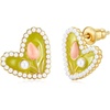 image:imageCicy Bell Heart Stud Earrings For Womens 18k Plated Brass Trendy Pink Tulip Flower Enamel Earrings With Pearl Dainty RoseGold