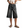 image:imageCicy Bell Womens Baggy Bermuda Jeans Shorts Wide Leg High Waisted Jorts Casual Knee Length Denim ShortsBlack