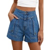 image:imageCicy Bell Womens Baggy High Waisted Jean Shorts Summer Wide Leg Cargo Jorts with Flap PocketsBlue