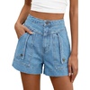 image:imageCicy Bell Womens Baggy High Waisted Jean Shorts Summer Wide Leg Cargo Jorts with Flap PocketsLight Blue