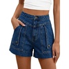 image:imageCicy Bell Womens Baggy High Waisted Jean Shorts Summer Wide Leg Cargo Jorts with Flap PocketsNavy