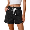 image:imageCicy Bell Womens Baggy High Waisted Jean Shorts Summer Wide Leg Jorts Casual Drawstring Denim ShortsBlack