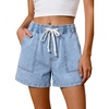image:imageCicy Bell Womens Baggy High Waisted Jean Shorts Summer Wide Leg Jorts Casual Drawstring Denim ShortsLight Blue