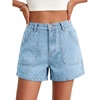 image:imageCicy Bell Womens Baggy High Waisted Jean Shorts Summer Wide Leg Jorts Casual Vintage Denim ShortsPale Blue