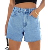 image:imageCicy Bell Womens High Waisted Jean Shorts Summer Baggy Stretchy Straight Leg Raw Hem Mom Denim Shorts