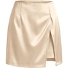 image:imageCicy Bell Womens Satin Mini Skirt Casual High Waisted Side Slit Aline Work Skirts with ShortsBeige