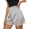 image:imageCicy Bell Womens Satin Silk Lace Shorts Y2K Micro Mini Shorts Low Rise Coquette Lounge Half Slip French Knickers Pj BottomsLight Grey