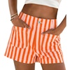 image:imageCicy Bell Womens Summer Striped Jean Shorts Casual High Waisted Wide Leg Denim Shorts Beach Vacation JortsPinkorange