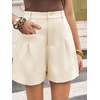 image:imageCicy Bell Dress Shorts for Women High Waisted Dressy Casual Shorts Wide Leg Business Work Pleated Trouser with PocketsBeige