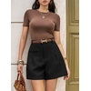 image:imageCicy Bell Dress Shorts for Women High Waisted Dressy Casual Shorts Wide Leg Business Work Pleated Trouser with PocketsBlack