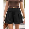 image:imageCicy Bell Dress Shorts for Women High Waisted Dressy Casual Shorts Wide Leg Business Work Pleated Trouser with PocketsBlack
