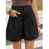 image:imageCicy Bell Dress Shorts for Women High Waisted Dressy Casual Shorts Wide Leg Business Work Pleated Trouser with PocketsBlack