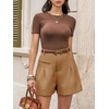 image:imageCicy Bell Dress Shorts for Women High Waisted Dressy Casual Shorts Wide Leg Business Work Pleated Trouser with PocketsBrown