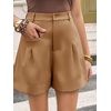 image:imageCicy Bell Dress Shorts for Women High Waisted Dressy Casual Shorts Wide Leg Business Work Pleated Trouser with PocketsBrown