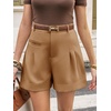 image:imageCicy Bell Dress Shorts for Women High Waisted Dressy Casual Shorts Wide Leg Business Work Pleated Trouser with PocketsBrown