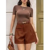 image:imageCicy Bell Dress Shorts for Women High Waisted Dressy Casual Shorts Wide Leg Business Work Pleated Trouser with PocketsCoffee