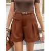 image:imageCicy Bell Dress Shorts for Women High Waisted Dressy Casual Shorts Wide Leg Business Work Pleated Trouser with PocketsCoffee