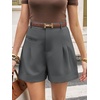 image:imageCicy Bell Dress Shorts for Women High Waisted Dressy Casual Shorts Wide Leg Business Work Pleated Trouser with PocketsGrey