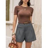 image:imageCicy Bell Dress Shorts for Women High Waisted Dressy Casual Shorts Wide Leg Business Work Pleated Trouser with PocketsGrey