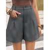 image:imageCicy Bell Dress Shorts for Women High Waisted Dressy Casual Shorts Wide Leg Business Work Pleated Trouser with PocketsGrey