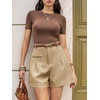 image:imageCicy Bell Dress Shorts for Women High Waisted Dressy Casual Shorts Wide Leg Business Work Pleated Trouser with PocketsKhaki