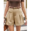 image:imageCicy Bell Dress Shorts for Women High Waisted Dressy Casual Shorts Wide Leg Business Work Pleated Trouser with PocketsKhaki