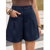 image:imageCicy Bell Dress Shorts for Women High Waisted Dressy Casual Shorts Wide Leg Business Work Pleated Trouser with PocketsNavy