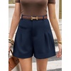 image:imageCicy Bell Dress Shorts for Women High Waisted Dressy Casual Shorts Wide Leg Business Work Pleated Trouser with PocketsNavy