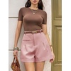 image:imageCicy Bell Dress Shorts for Women High Waisted Dressy Casual Shorts Wide Leg Business Work Pleated Trouser with PocketsPink