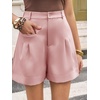 image:imageCicy Bell Dress Shorts for Women High Waisted Dressy Casual Shorts Wide Leg Business Work Pleated Trouser with PocketsPink