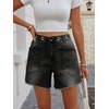 image:imageCicy Bell Women Drawstring High Rise Denim Shorts Summer Casual Wide Leg Jorts Boyfriend Baggy Jeans Short Pants with PocketsBlack