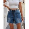 image:imageCicy Bell Women Drawstring High Rise Denim Shorts Summer Casual Wide Leg Jorts Boyfriend Baggy Jeans Short Pants with PocketsBlue